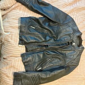 Guess Dark Leather Moto Jacket